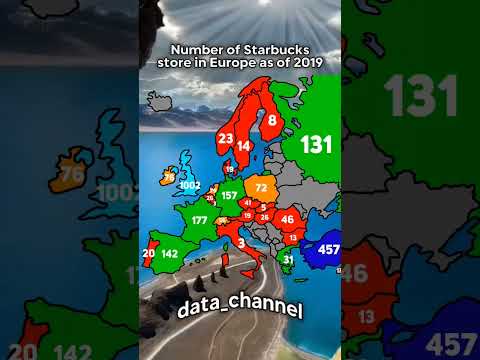 Number of Starbucks store in Europe as of 2019 #viral #country #mapping #starbucks #shorts
