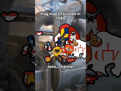 Flag map of Europe in 1386